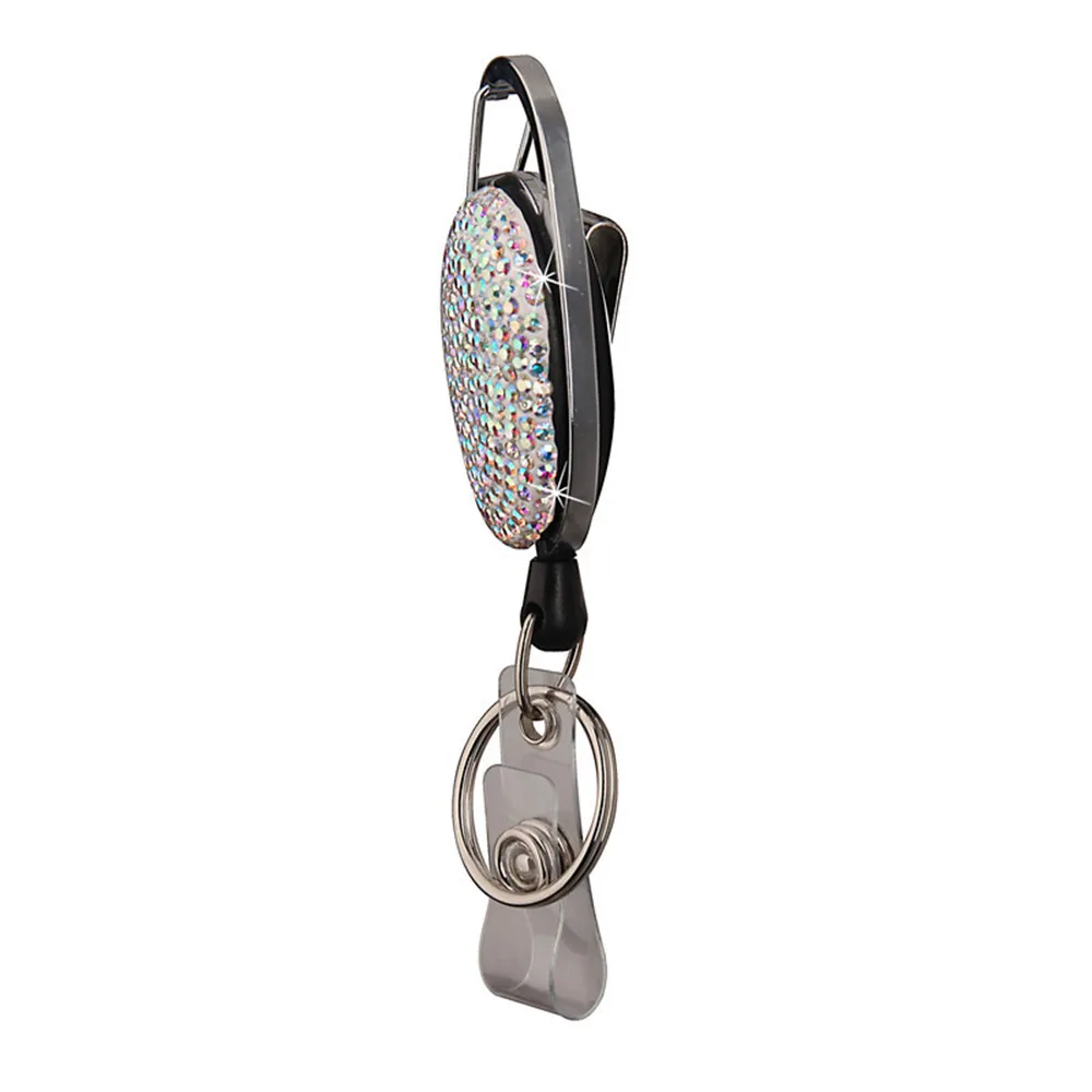 Shiny Rhinestone Retractable Keychain & Id Lanyard - Carabiner Badge Reel