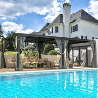 Louvered Pergola 12' x 20' Outdoor Hard Top Pergola with Aluminum Frame and Adjustable Metal Rainproof Roof for Garden, Gazebos 1