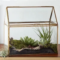 Geometric Glass House / Handmade Glass Terrarium / Modern Planter for Indoor Gardening / Desktable Vase / Stained Glass Box 1