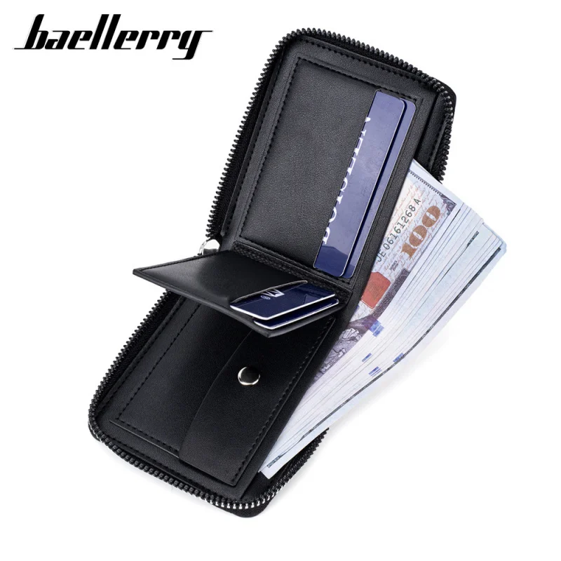 New Men's Short RFID Zip Multi Card Wallet Horizontal Student Card Holder