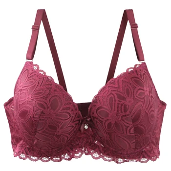 New Sexy Floral Lace Kint Underwire Push Up Bras Padded Bow Thin Mold CDE Cup Underwear For Women Plus Size Breathable Lingerie 1