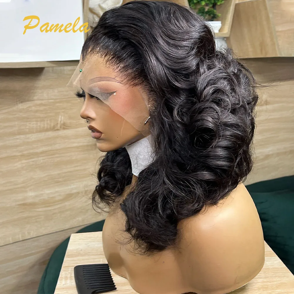 Short Wig Human Hair 250 Density  Loose Deep Wave 360 Full Lace Human Hair Wig Double Drawn Glueless Wigs Human Hair Ready To Go