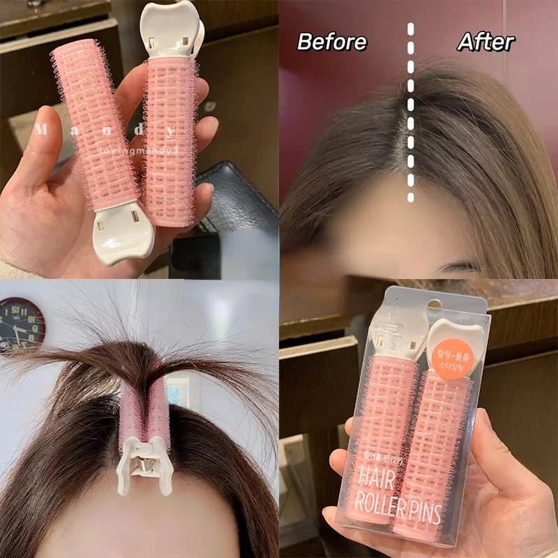 2pcs Bangs Hair Root Fluffy Lazy Hair Clips Hair Top Styling Hairpins Hair Rollers Bangs Curling Barrel Hair Clips Curlers Tools - Hair Rollers - AliExpress - Hair Care Products