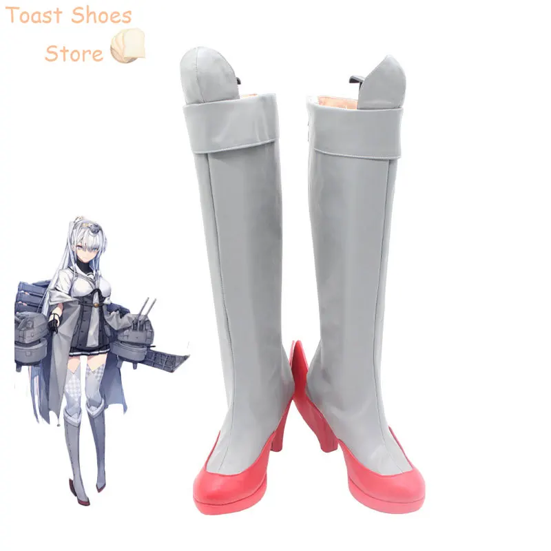 

Anime Kantai Collection Fuyuzuki Cosplay Shoes Halloween Carnival Boots Anime PU Leather Shoes Cosplay Props Costume Prop