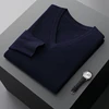 Autumn And Winter New Men's V-Neck Cashmere Loose Thickened Solid Color Wool Knitted Bottoming Shirt Business Casual Sweater 2