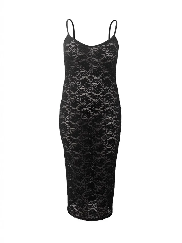 Wmstar Plus Size Dresses for Women 2025  Mesh Sexy Elegant Hollow Out Summer Clothes New Maxi Dresses Wholesale Dropshipping