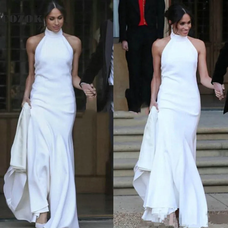 

Elegant White Simple Mermaid Wedding Dress 2023 Soft Satin Long Sleeveless Classic Bridal Gowns Vestidos De Novia Custom QW22