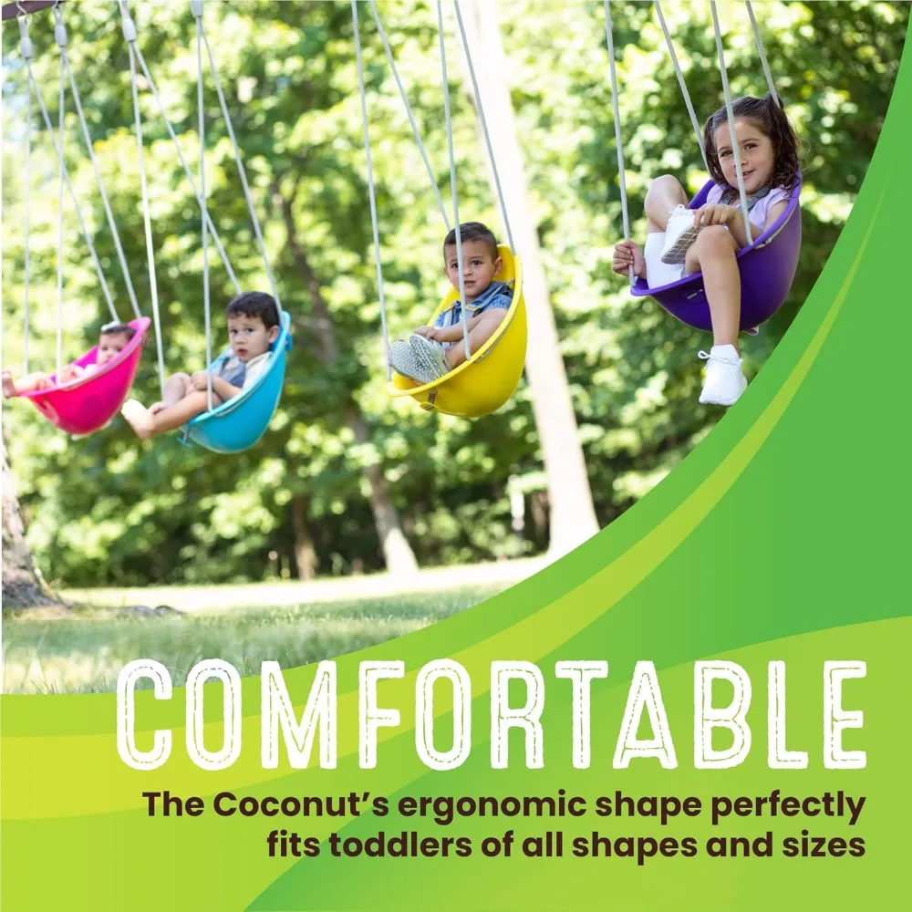 Comfortable outdoor baby swing, 3-point adjustable seat belt, safe quick click locking system, no foam rope, easy to install 3