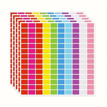 5 fogli/700 pezzi adesivi colorati rettangolari adesivi rimovibili assortiti 10 colori per etichette per ufficio in aula pennarelli