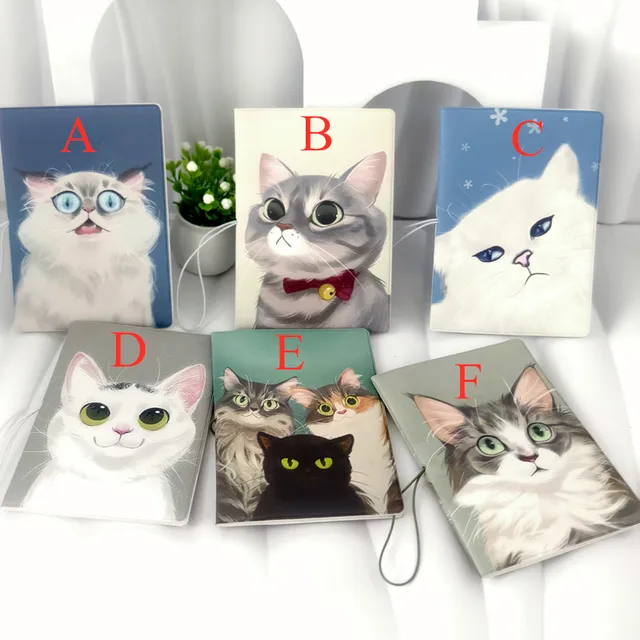 Cute Cat Multi Functional Passport Bag Printed Travel Passport Clip PU Document Protection Case Cover Travel Accessories 2