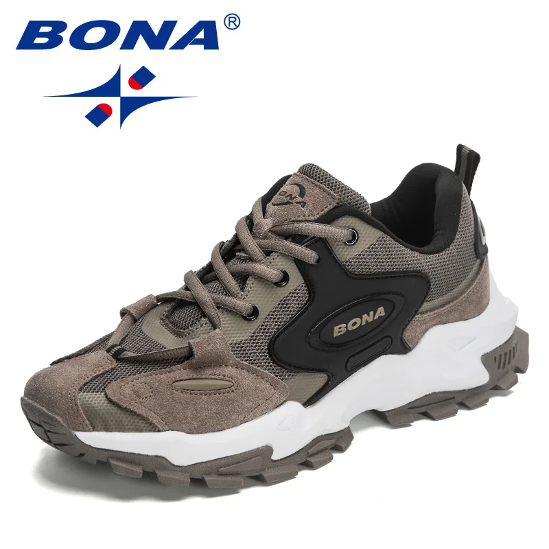 

Кроссовки BONA мужские кожаные, дышащие, на шнуровке, кроссовки для бега, повседневная обувь, дизайнерские, 2023