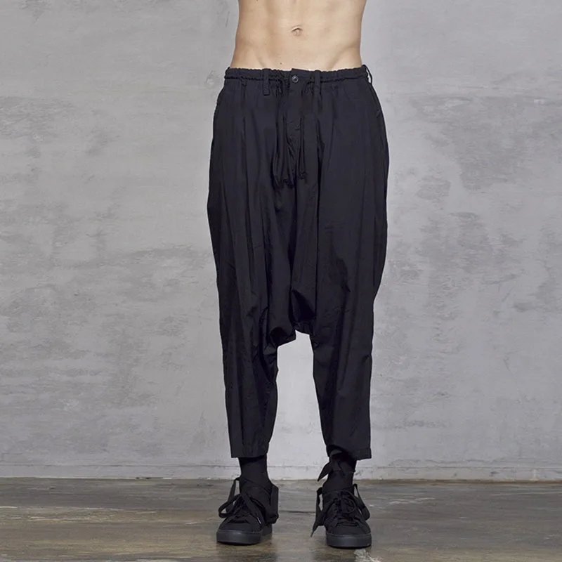

Black Cotton Elastic Pants Nine-point Harem Pants Riding Casual Pants