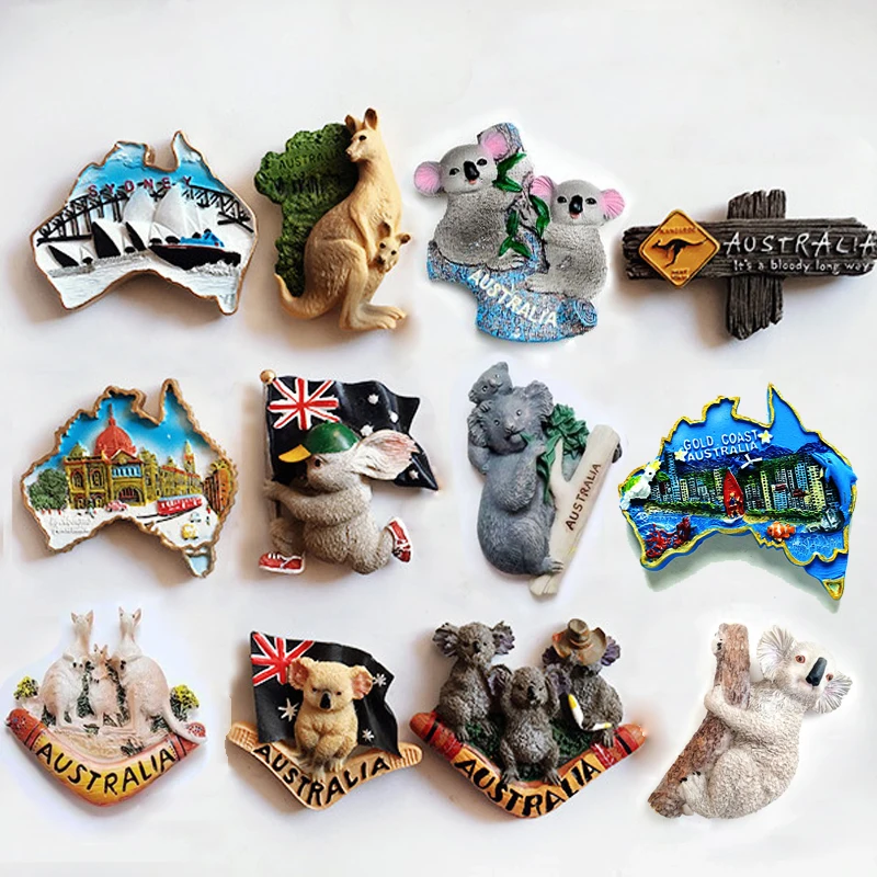 World Travel Souvenirs Australia Koala Bear Hold Twig Koala Resin Refrigerator Sticker Birthday