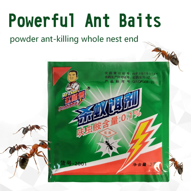 

10Pieces Strong Clear Ant Bait Powder Yellow Black White Termites Ants Drug Medicine Effects Destroy Kill Nest Ant Bait