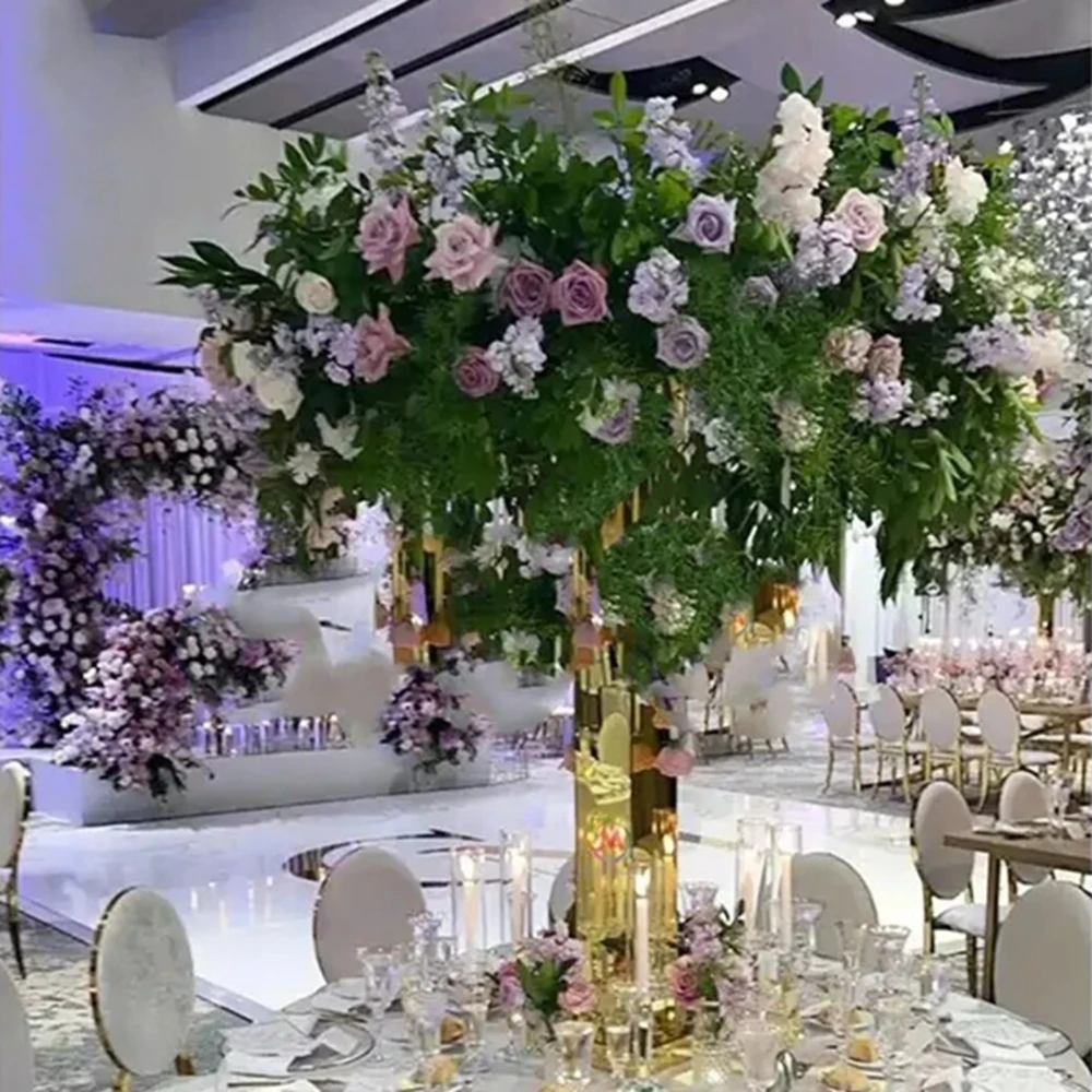 3pcs/10pccs)60-120cm)Not Crystal shinny gold /sliverFlower Stand Wedding Road Lead Not Acrylic Centerpiece For Event Party Decor