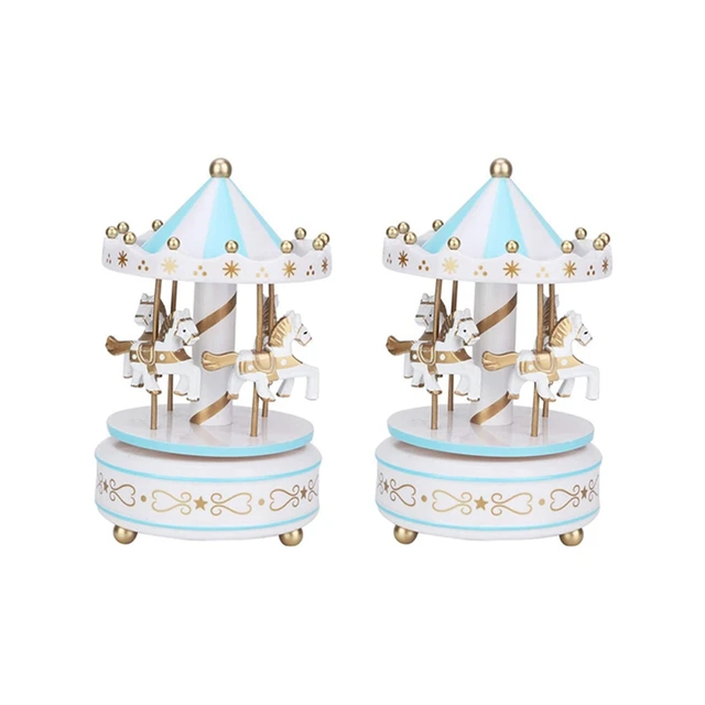 2X Music Box Merry Go Round Room Dekorációk Forgatható Wind Up Legjobb Ajándék Ajándékok Fiúknak Lányoknak B
