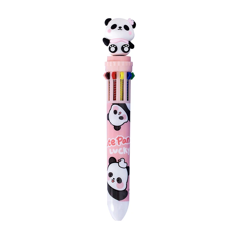 Cartoon Panda Ten Color Ballpoint Pen Student Girl Heart Pressing Pen 10 Color Pen