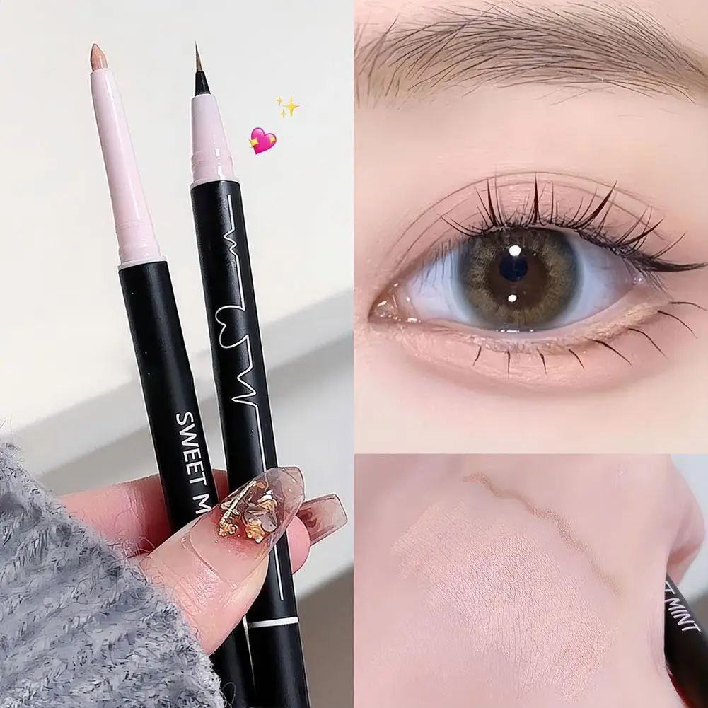 Double-Headed Silkworm Eyeliner Pencil Shadow + Highlight 2in1 Ultra-fine Pen Tip For Beginners Affordable Easy T I8A2 eyeshadow pencil,eyeliner pencil,eyeshadow eyeliner