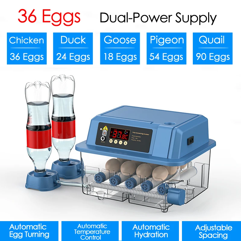 

24/36 Eggs Incubator Full Automatic Digital Intelligent Household Brooder Farm Chicken Goose Duck Bird Egg Hatching Machine