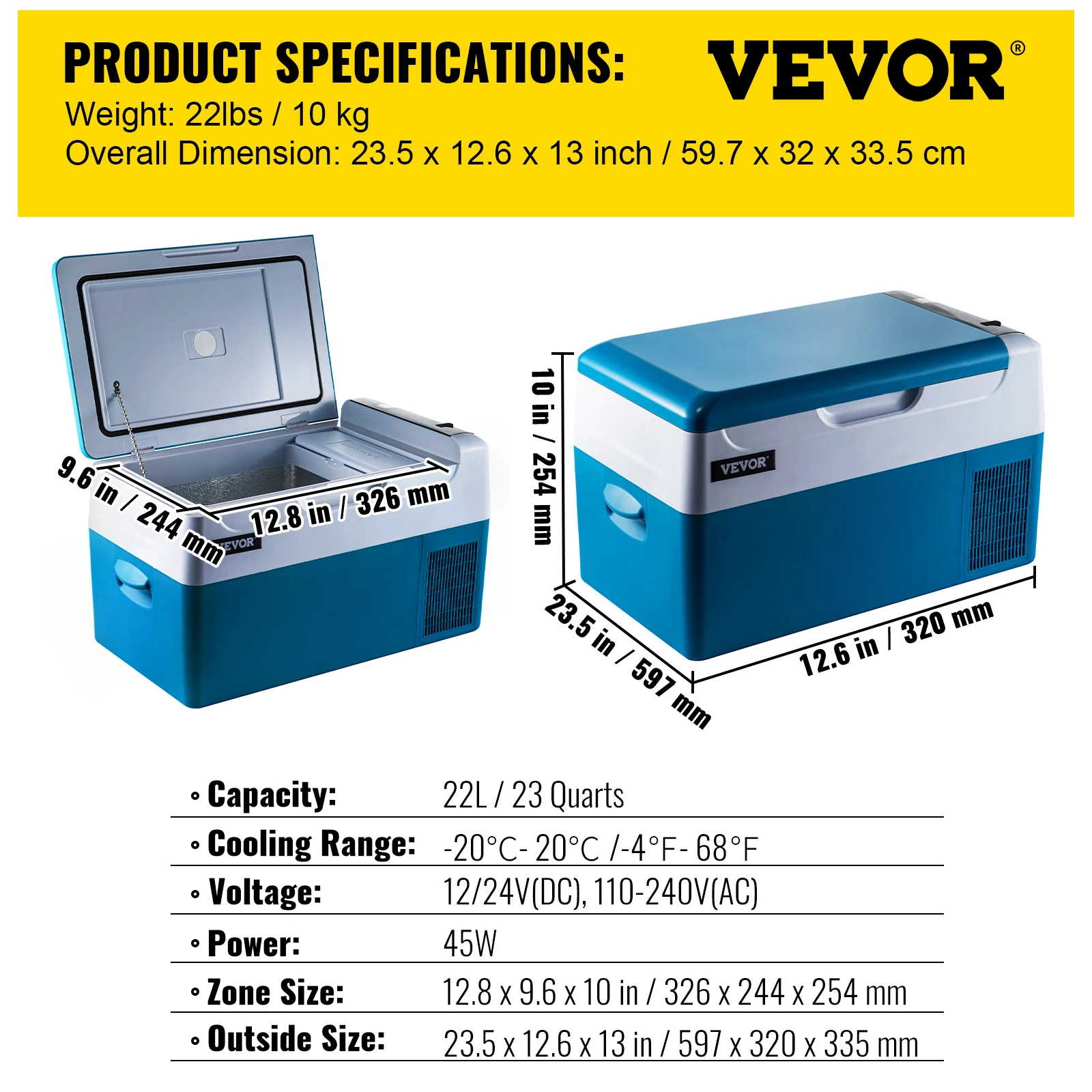 VEVOR 20L-55L 12V Tragbare Elektrische Kühlbox Mini-Kühlschrank Auto  Camping