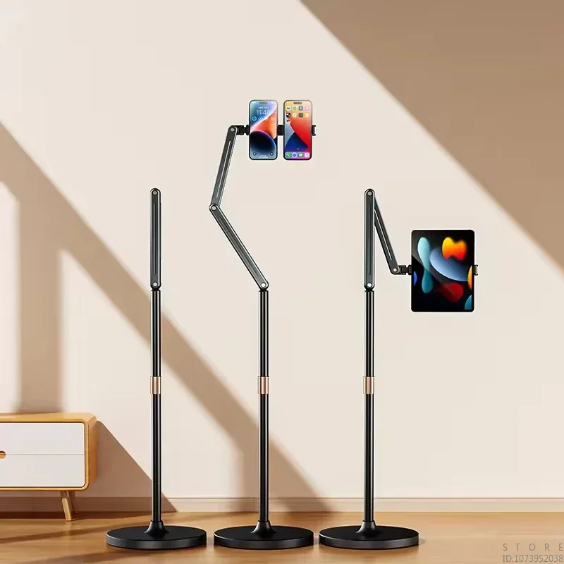 Dual Head Mobile Phone Holder for Lazy People, Suitable for Flat Bed Head, Floor Folding and Telescopic Mobile Phone Holder