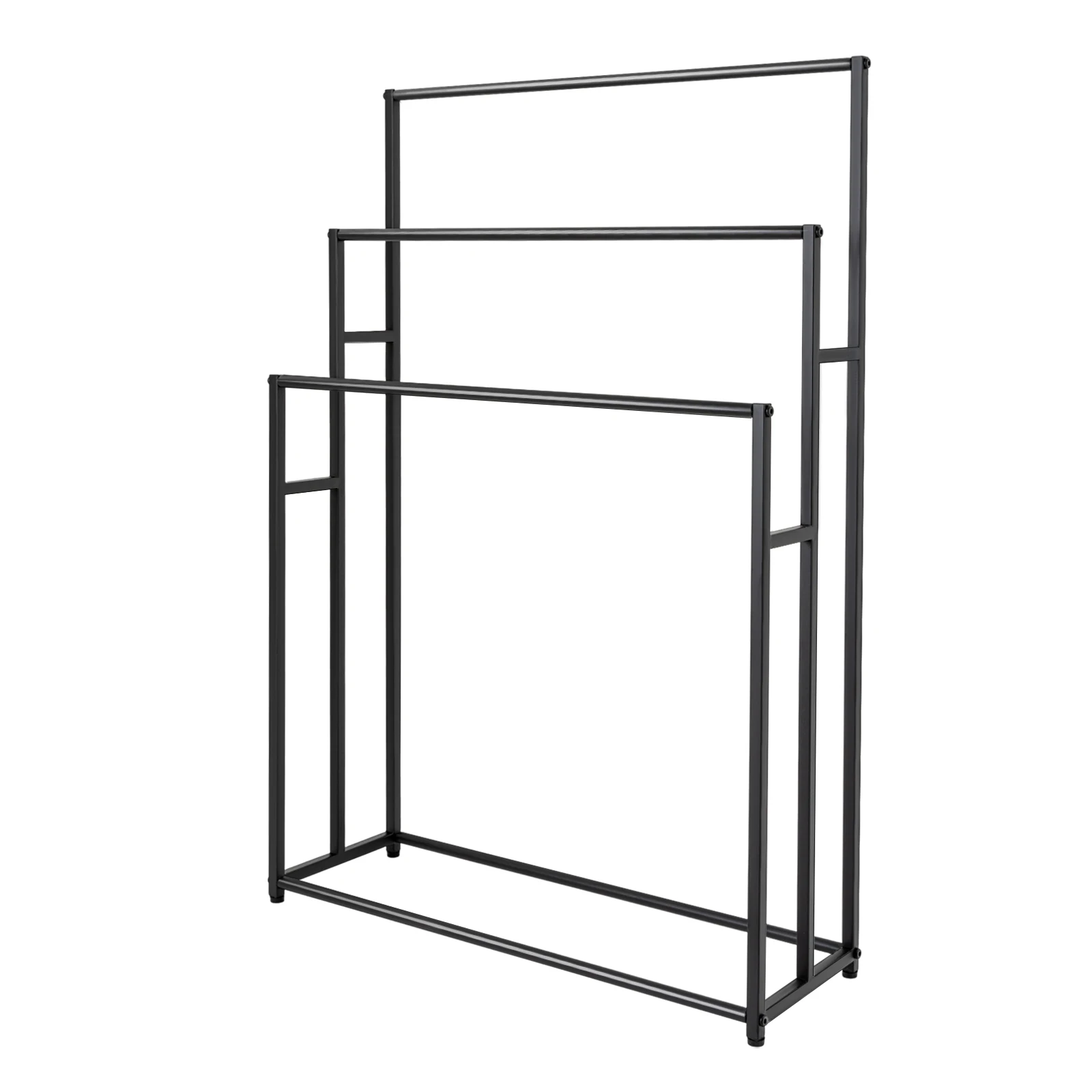 3-tier Towel Holder Stand, Bath Towel Shelf Drying Towels Large Freestanding Towel Rack for Bathroom or Pool Black