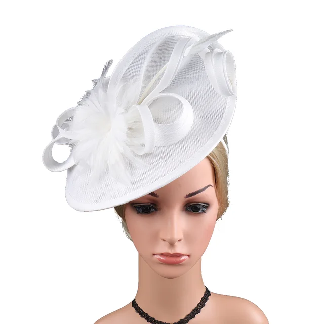 Large Women Feather Fascinator Hat, Sinamay Mesh Kentucky Derby Cocktail Tea Party Wedding Funeral Headwear for Women 2