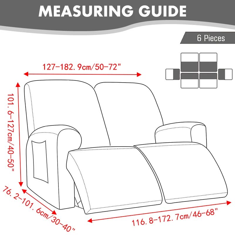 Guide de taille Housse de canapé inclinable BANOUMHA