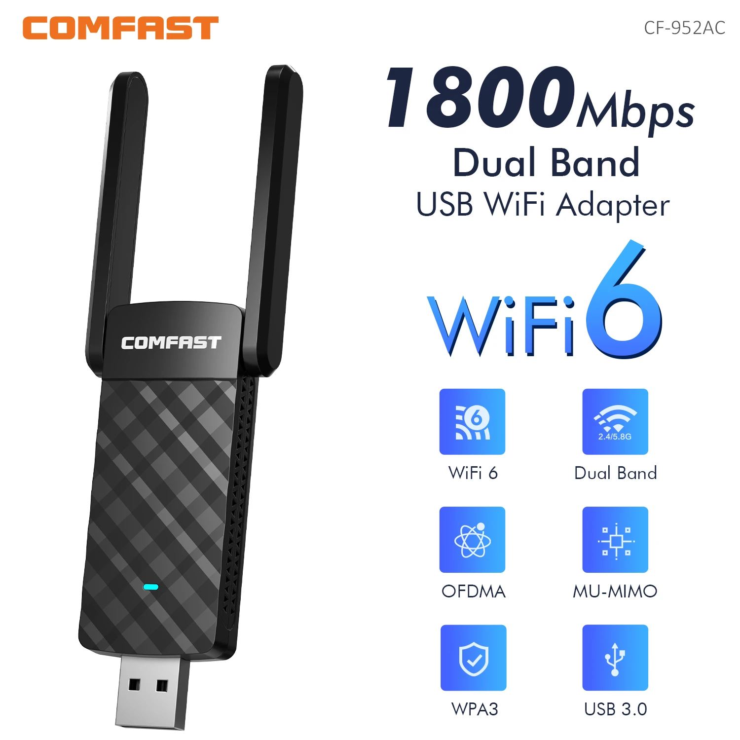 1800 Мбит/с WiFi 6 USB адаптер 802.11AX 2