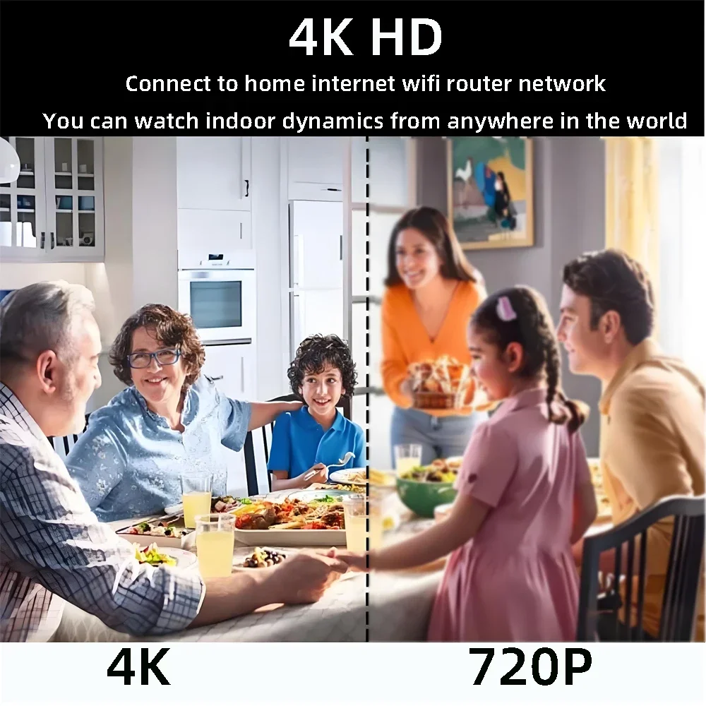 HD4K Mini Clock Camera, Remote Viewing, Motion Detection, Adjustable Digital Light, Alarm Function, Home Miniature Camera 4