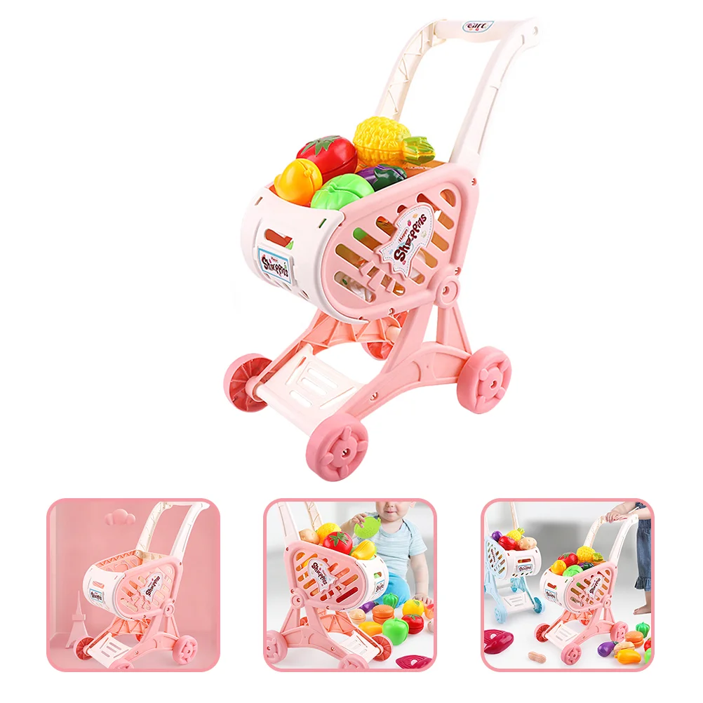 

1 Set Shopping Cart with Pretend Play Fruit Realistic Shopping Grocery Cart Kitchen Accessories Party Favors