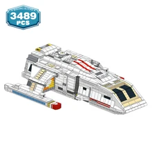 

MOC Stared Treked Spaceship Space Series Interstellar Diplomatic Shuttle Ship Building Blocks Bricks Set Toys Chidren Gifts