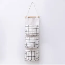 Waterproof Hanging Storage Bag with 3 Pockets - Bear Flamingo Design Wall-Mounted Organizer (White)