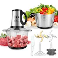 3.8L Electric Meat Grinder Kitchen Household Glass Stainless Steel Double Pot Two-In-One Large-Capacity  Food Processing Machine 1