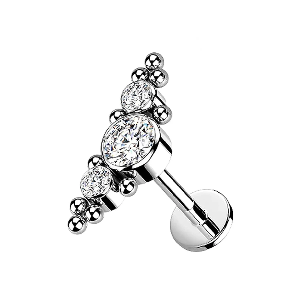 Boucles d'oreilles en zircone avec filetage interne Carnation F136, bijoux de piercing corporel brillants et à la mode, 16 g, 1 pièce_voghion.com