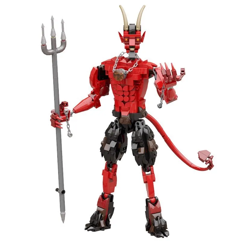 Halloween Action Figures Sataned Demoned Red Devil Robot Building Blocks King Lords of Hell Monster Bricks Toys for Kids Adults
