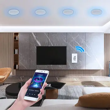 Herdio 6.5 Inch Bluetooth in Wall in Ceiling Speakers 600 Watt  with Wall Amplifier Receiver for Home Theater Office,2 Pairs 6