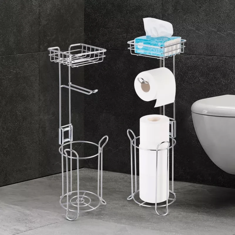 Bathroom Toilet Paper Holder Stainless Steel Paper Roll Rack Multifunctional Storage Shelf Holds Cell Phone Bathroom Accessories toilet paper holder