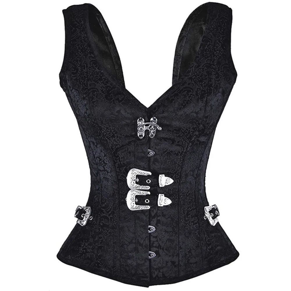 

Sexy Women's Steampunk Corset Vest 12 Steel Boned Vintage Gothic Underbust Corsets and Bustiers Shapewear Corselet