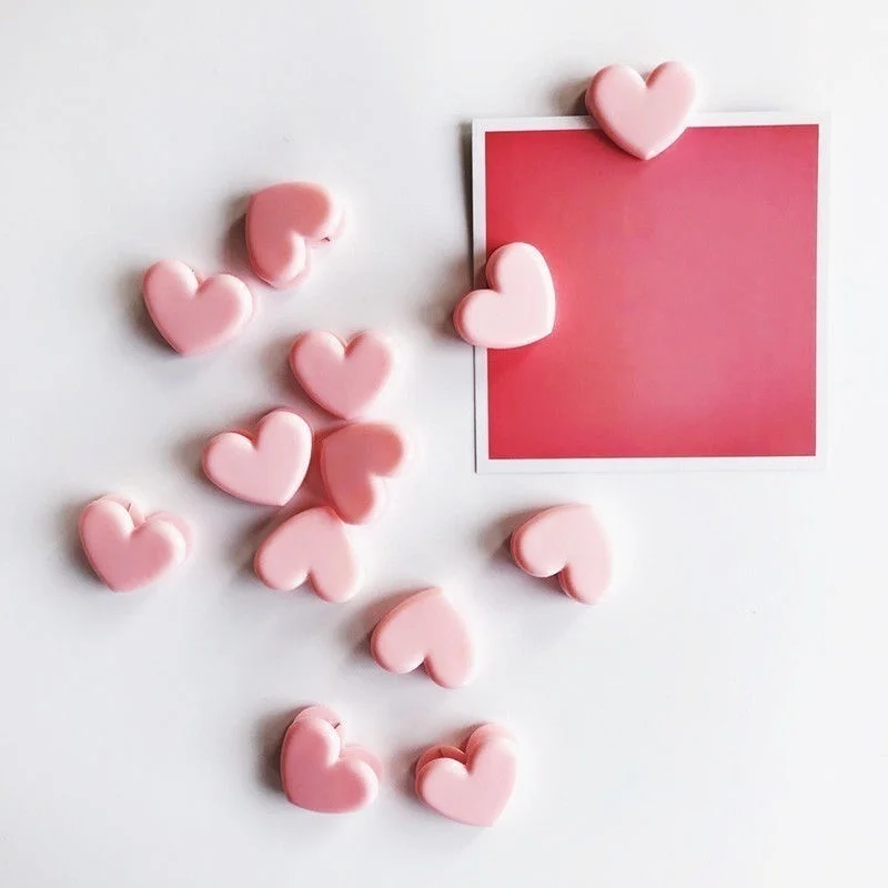 Cute Plastic Pink Love Heart Planner Paper Clip Bookmark 6Pcs Kawaii School Stationery New Office Gadgets Desk Accessories