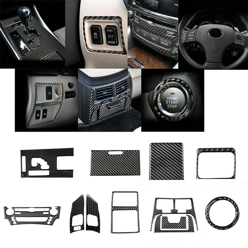 

12Pcs For LEXUS IS250 IS350 2006-2012 Carbon Fiber Interior Full Sets Cover Trim Automotive Interior Decoration Accessories