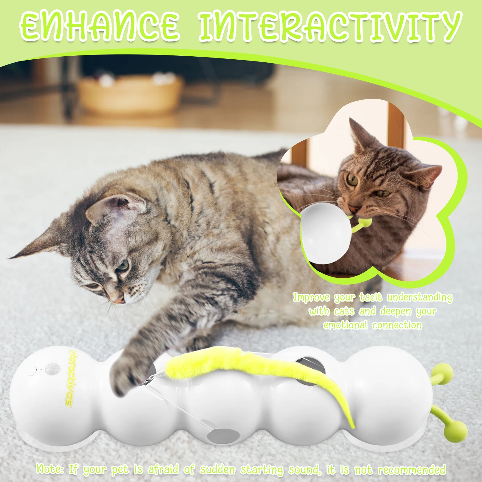 Interactive Cat Toy Rechargeable Caterpillar Teasing Cat Stick Toy with Suction Cup Bite Resistant Smart Cat Toy Pet Supplies