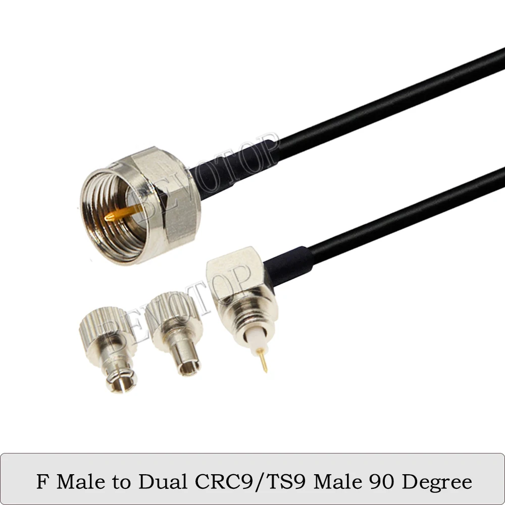 

2Pcs/lot F Male to Dual CRC9/TS9 Male 90 Degree Connector 50 Ohm RG174 Pigtail 3G Modem Extension Cable RF Coaxial Jumper Cord