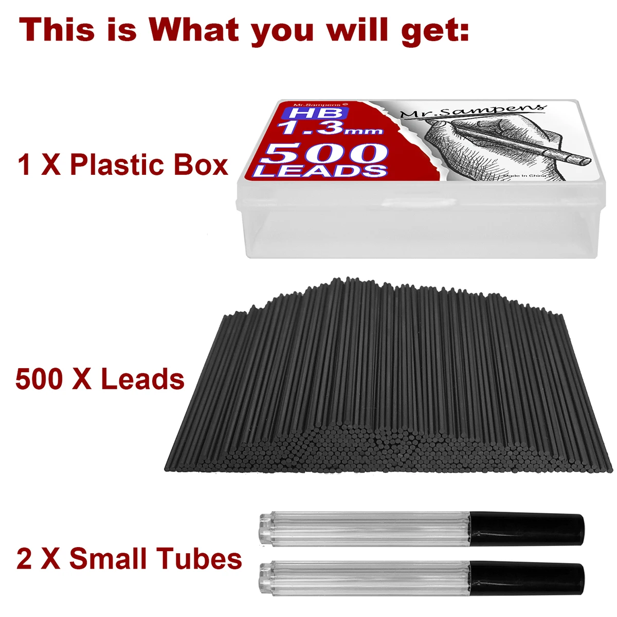 500Pcs/Box 1.3mm HB Mechanical Pencil Refill Mechanical Pencil Leads HB Pencil Automatic Pencil Core Refill School Black 6