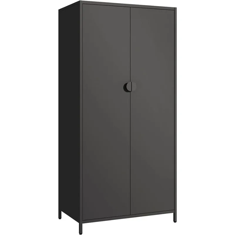 

Steel Storage Cabinet Metal Locker 2 Door Wardrobe Armoire Closet with Hanging Rod for Bedroom, Changing Room, Laundry Room