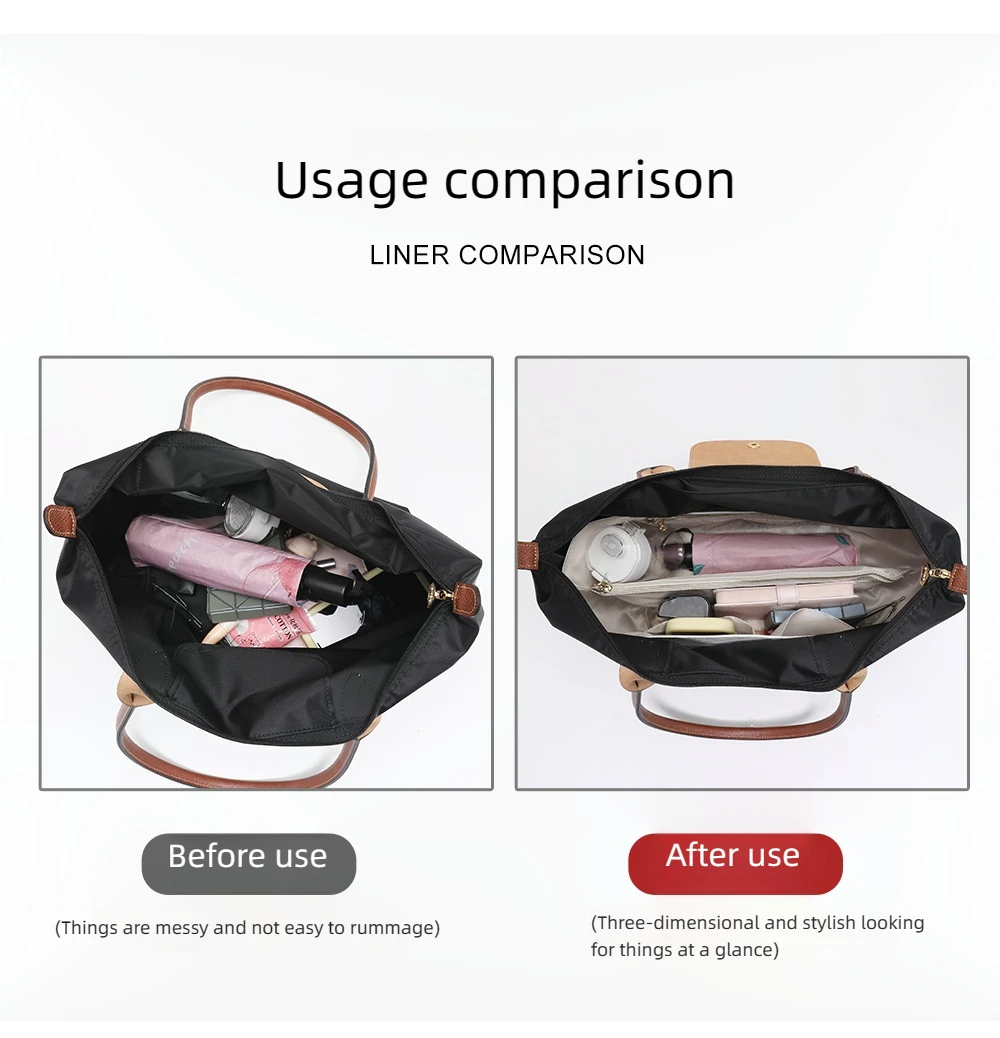 Geldbörsen-Organizer-Einsatz für Handtaschen, Filztaschen-Organizer für Tragetaschen und Geldbörsen, kompatibel mit Longchamp – Detail 2