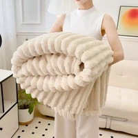 Soft Fluffy Wide Striped Blankets for Beds Air Conditioner Plush Throw Blanket Winter Bed Linen Sofa Cover Bedspread Blankets 1