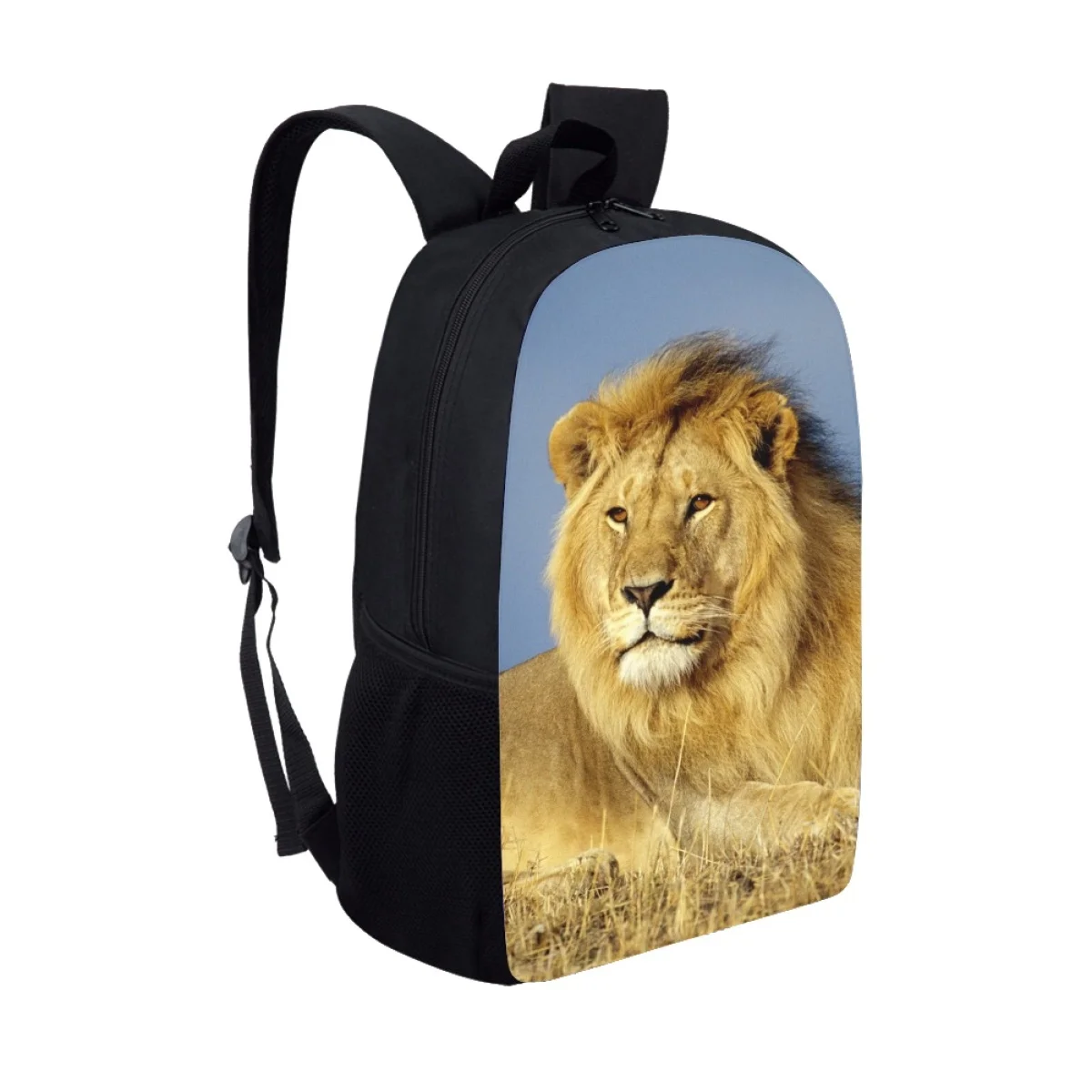 Animal Lion Print School Bag For Junior High School Student Large Boys Teenage Backpacks 17 Inch Children Bookbags Gift Birthday