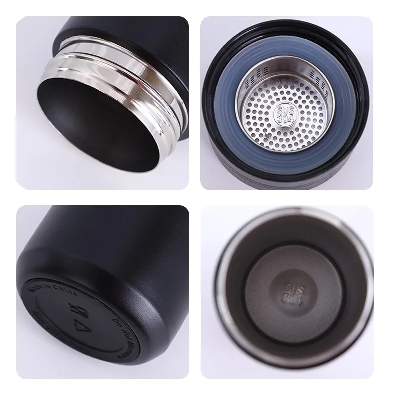 Thermal mug stainless steel thermos bottle thermal water bottle stainless steel water bottle stainless steel thermos cup stainless steel thermal container insulated cup with filter 500ML