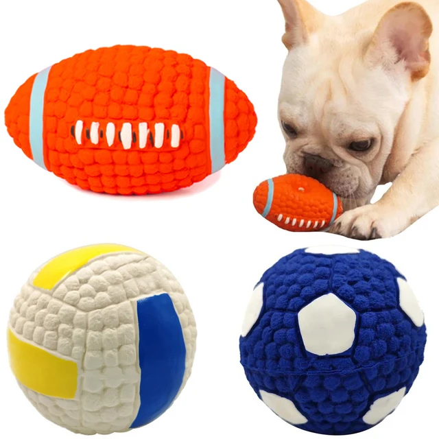 Squeaky Dog Toys Interactive Puppy Chew Toy Latex Pet Molar Cleaning Teeth Anti Bit Floating Ball French Bulldog Pug Supplies